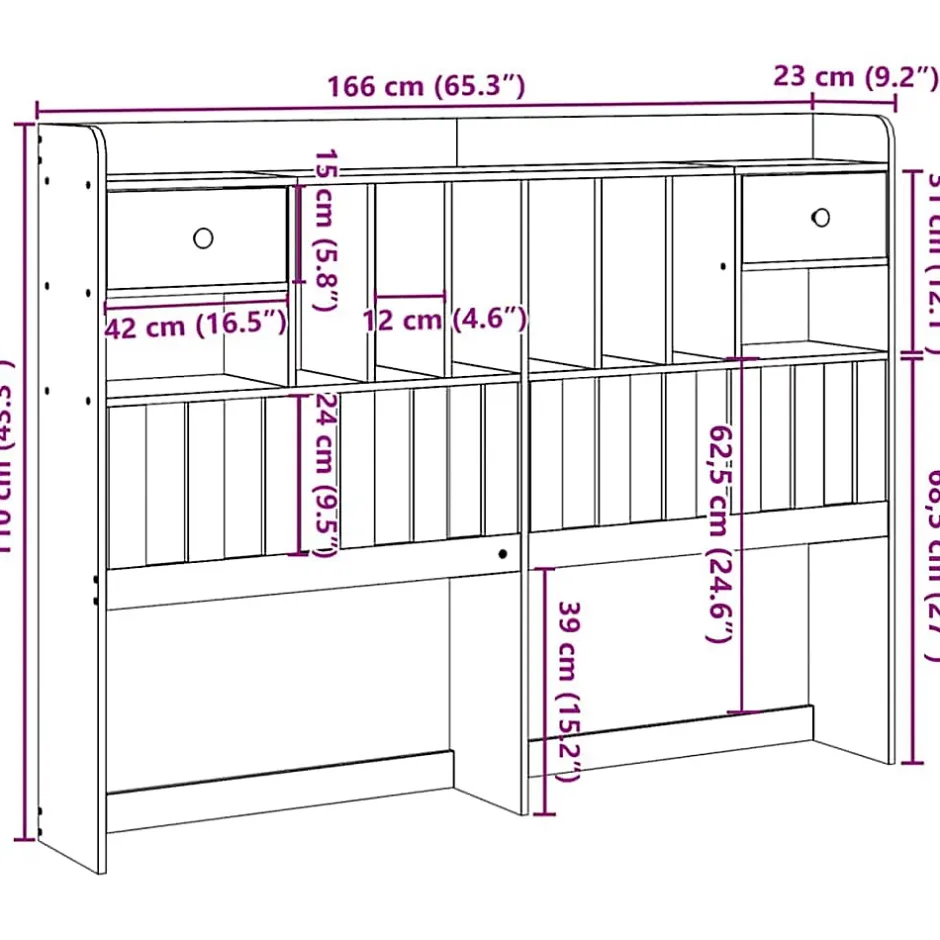 Vidaxl Tête de lit avec rangement blanc 160 cm bois massif de pin