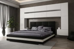 Azura Home Design Tête de lit avec rangement Armoire - pont de lit PANAMA 7/M/W/4-1C blanc mat 300x213x35cm