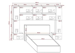 Azura Home Design Tête de lit avec rangement Armoire - pont de lit PANAMA 7/M/W/4-1C blanc mat 300x213x35cm