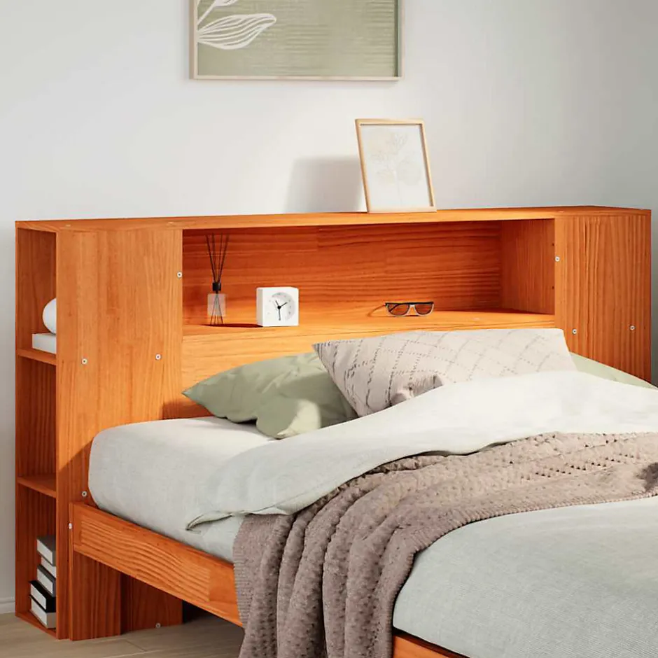 Vidaxl Tête de lit avec rangement cire marron 150cm bois massif de pin