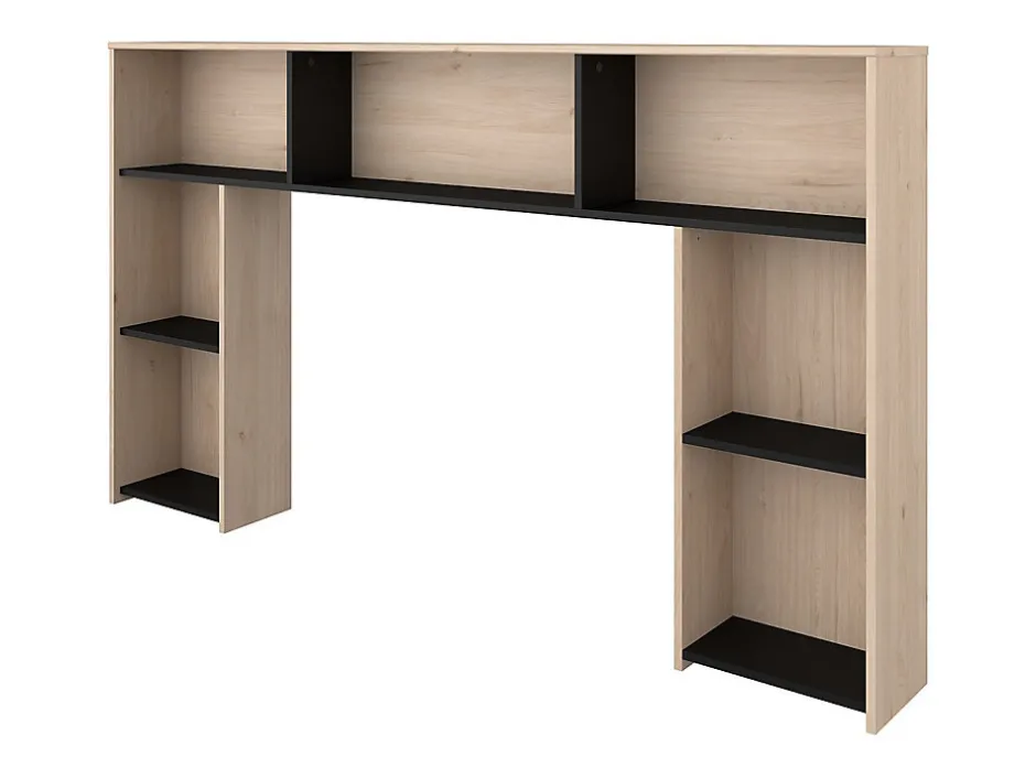 Vente-unique Tête de lit avec rangements 140 cm - Coloris : Naturel et noir - KINSELIA