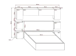 Azura Home Design Tête de lit avec rangement Armoire - pont de lit PANAMA 13/HG/W/2-1B blanc/blanc brillant 240x182x35cm
