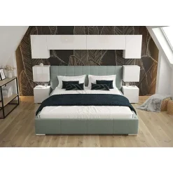 Azura Home Design Tête de lit avec rangement Armoire - pont de lit PANAMA 13/HG/W/2-1B blanc/blanc brillant 240x182x35cm