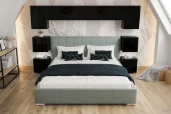 Azura Home Design Tête de lit avec rangement Armoire - pont de lit PANAMA 13/HG/B/1-1B noir/noir brillant 240x182x35cm