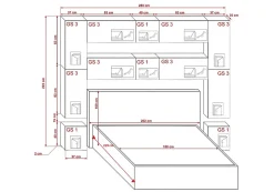 Azura Home Design Tête de lit avec rangement Armoire - pont de lit PANAMA 4/HG/W/2-1C blanc/blanc brillant 280x223x35cm Best