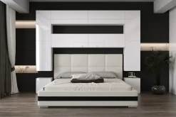 Azura Home Design Tête de lit avec rangement Armoire - pont de lit PANAMA 4/HG/W/2-1C blanc/blanc brillant 280x223x35cm Best