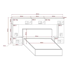 Azura Home Design Tête de lit avec rangement Armoire - pont de lit PANAMA 6/21W/HG2-1C blanc/blanc brillant 300x167x35cm