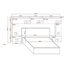Azura Home Design Tête de lit avec rangement Armoire - pont de lit PANAMA 6/21W/HG2-1A blanc/blanc brillant 323x167x35cm Online