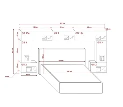 Azura Home Design Tête de lit avec rangement Armoire - pont de lit PANAMA 6/21W/HG2-1A blanc/blanc brillant 323x167x35cm Online