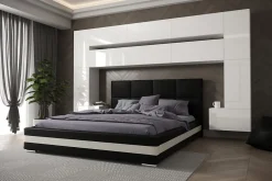 Azura Home Design Tête de lit avec rangement Armoire - pont de lit PANAMA 7/HG/W/2-1A blanc/blanc brillant 323x213x35cm