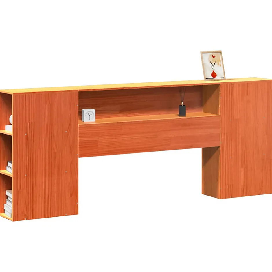Vidaxl Tête de lit avec rangement cire marron 200cm bois massif de pin