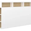 Vente-unique Tête de lit avec rangements NASTIA - 160 cm - Blanc et chêne