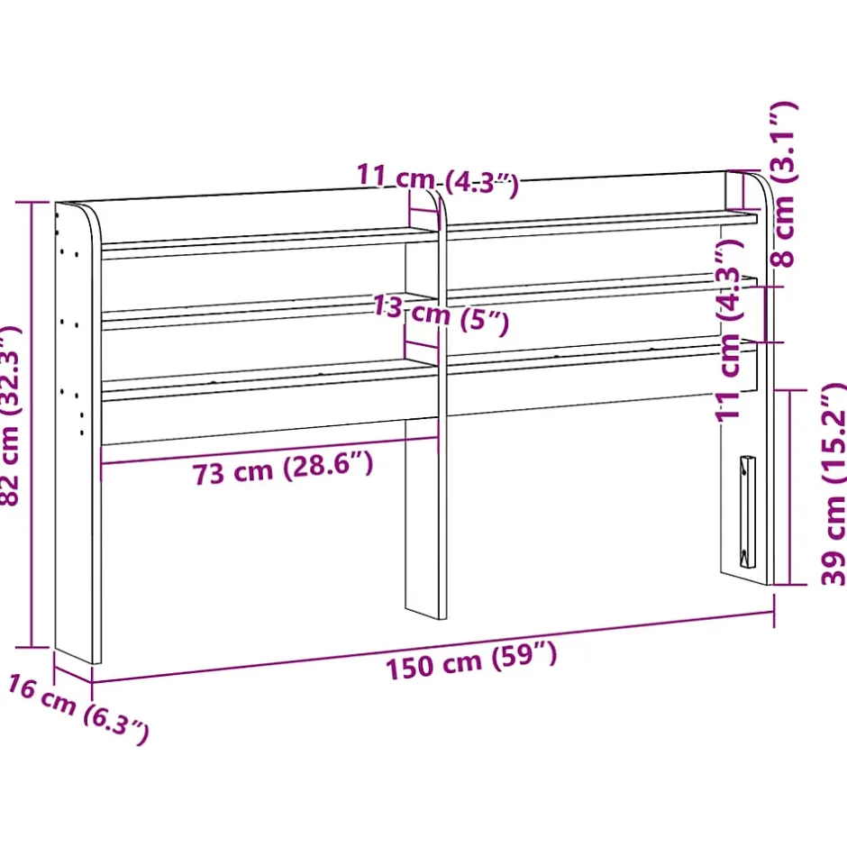 Vidaxl Tête de lit avec étagères 140 cm bois massif de pin Best