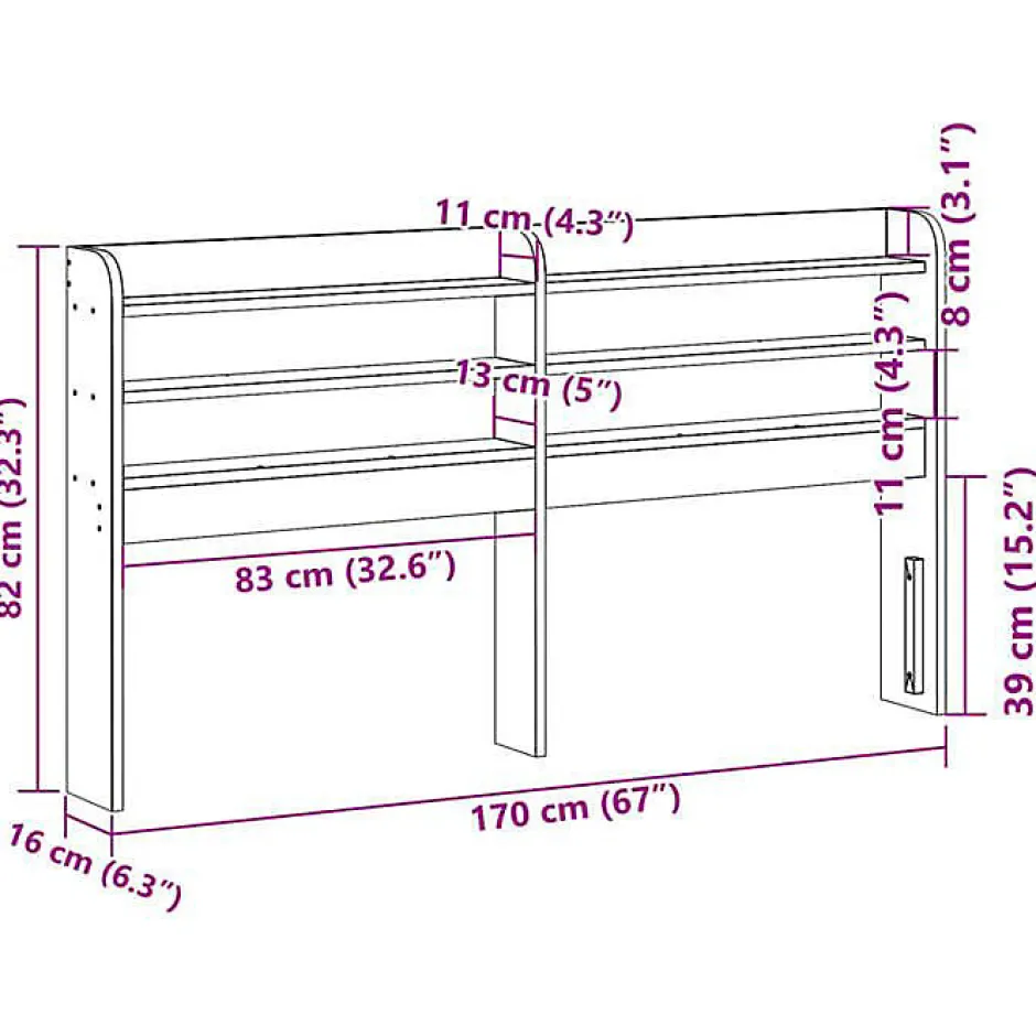 Vidaxl Tête de lit avec étagères 160 cm bois massif de pin