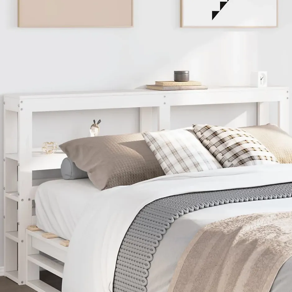 Vidaxl Tête de lit avec étagères blanc 160 cm bois massif de pin Discount