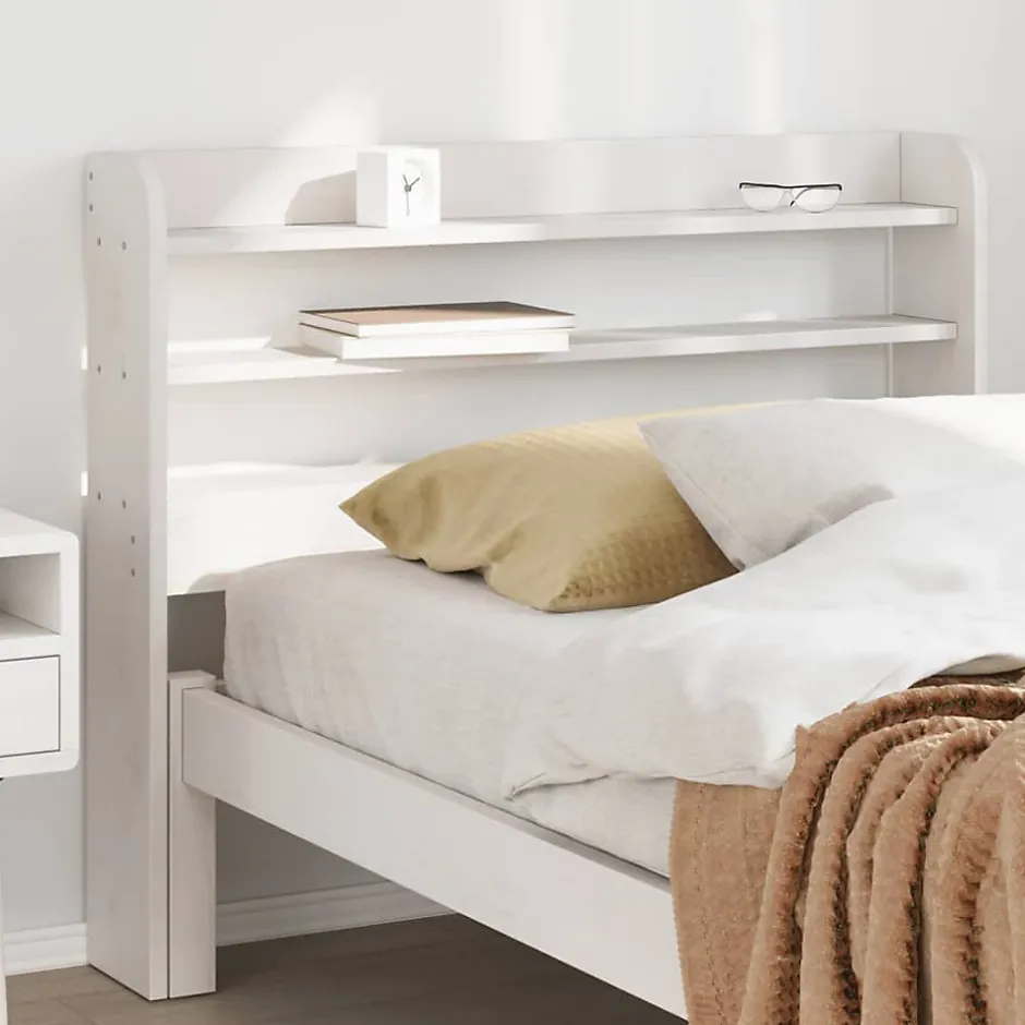 Vidaxl Tête de lit avec étagères blanc 75 cm bois massif de pin Discount