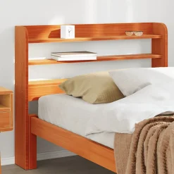 Vidaxl Tête de lit avec étagères marron cire 75 cm bois massif de pin