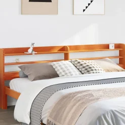 Vidaxl Tête de lit avec étagères marron cire 200 cm bois massif de pin