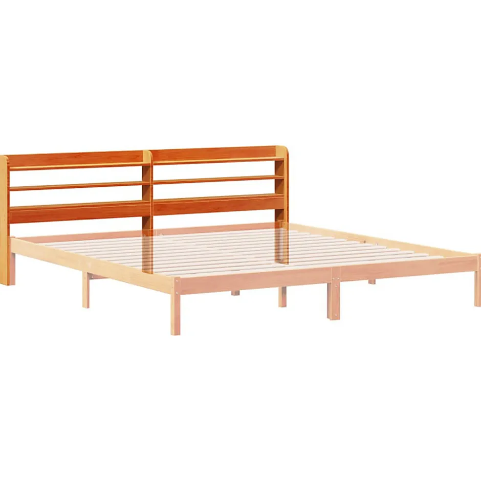 Vidaxl Tête de lit avec étagères marron cire 200 cm bois massif de pin