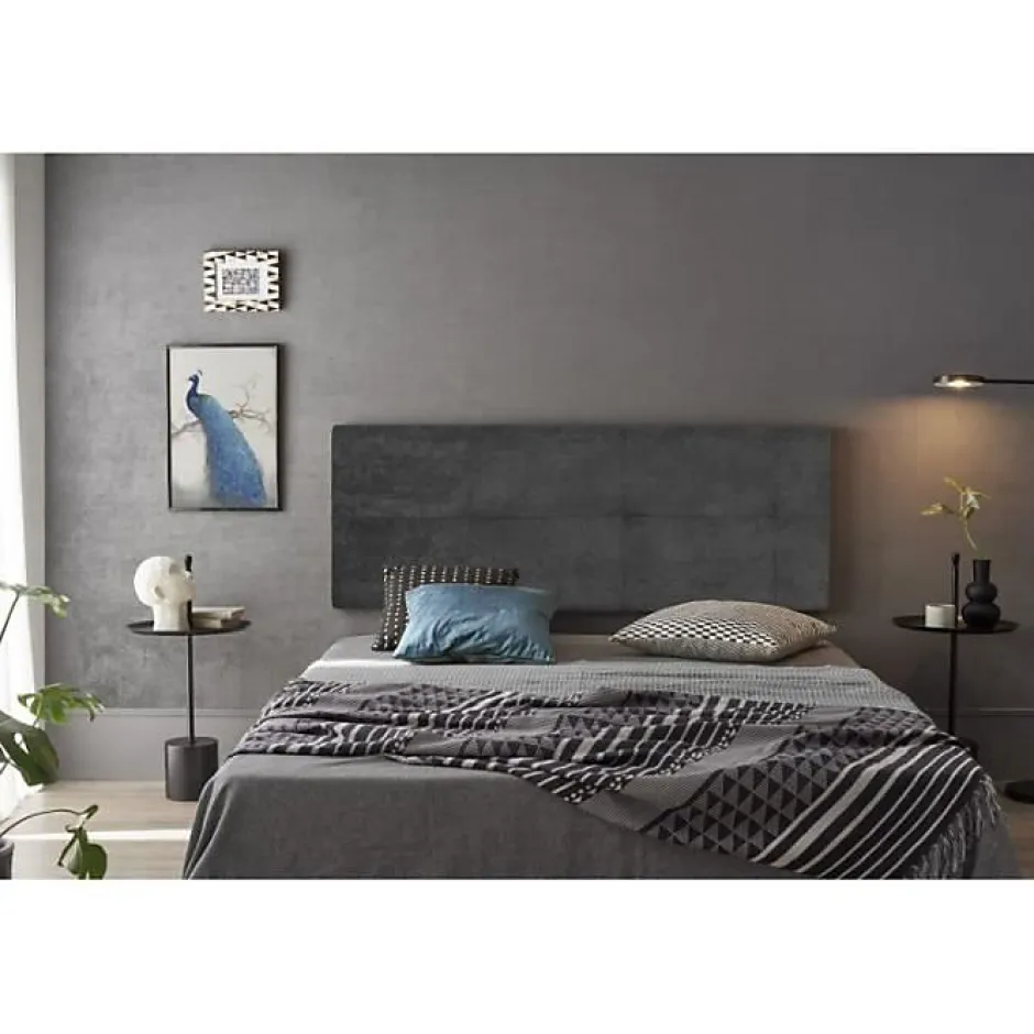 Eccox Tête de lit Cala en tissu gris 190