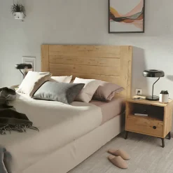 Pegane Tête de lit coloris chêne doré - Longueur 164 x Profondeur 2,2 x hauteur 106 cm
