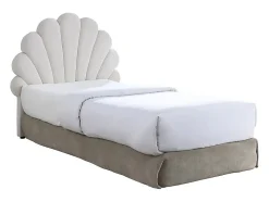 Vente-unique Tête de lit coquillage - 90 cm - Velours - Blanc - MOANA
