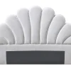 Vente-unique Tête de lit coquillage - 140 cm - Velours - Blanc - MOANA