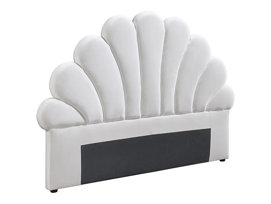 Vente-unique Tête de lit coquillage - 140 cm - Velours - Blanc - MOANA