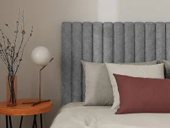 Vente-unique Tête de lit coutures verticales - 170 cm - Tissu - Gris- SARAH