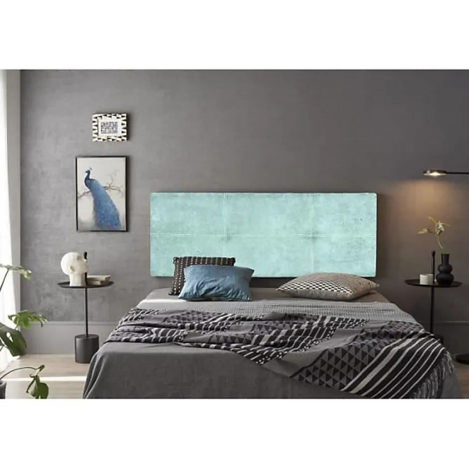 Eccox Tête de lit Dalia en tissu Nid Bleu clair 100