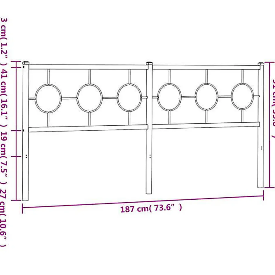 Vidaxl Tête de lit de remplacement métal blanc 180 cm