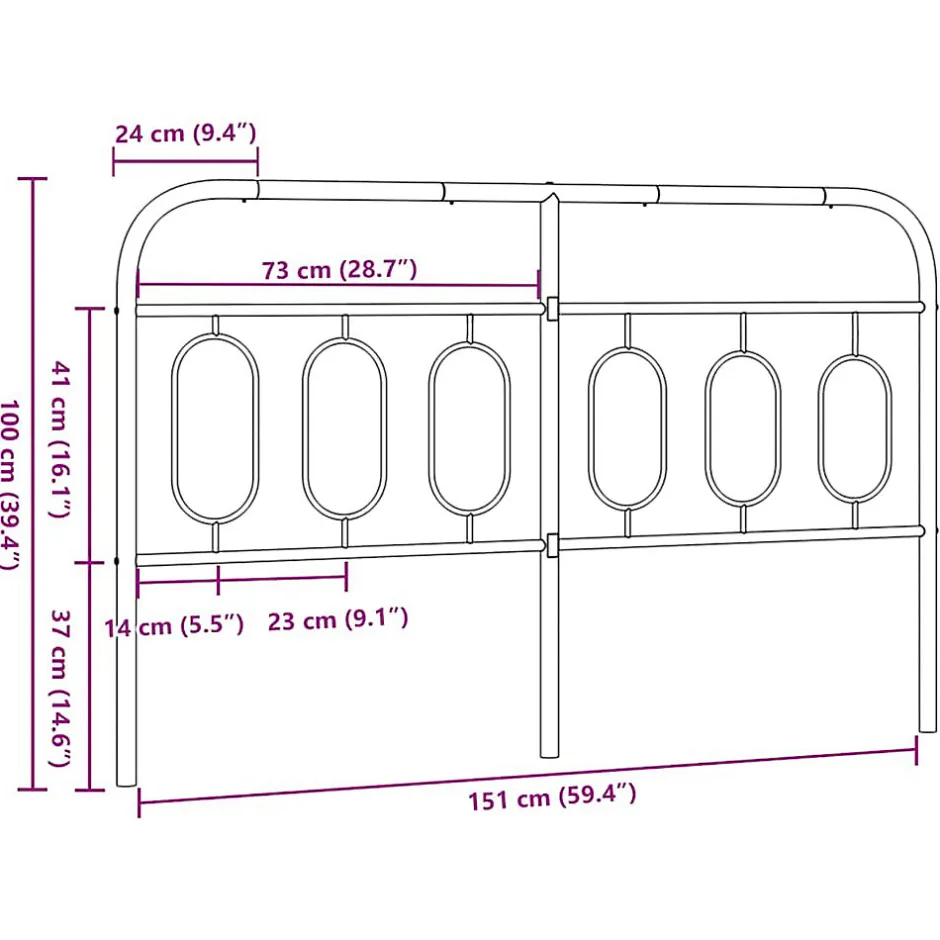 Vidaxl Tête de lit de remplacement métal noir 150 cm