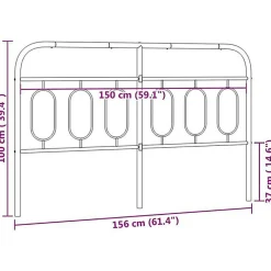 Vidaxl Tête de lit de remplacement métal noir 150 cm