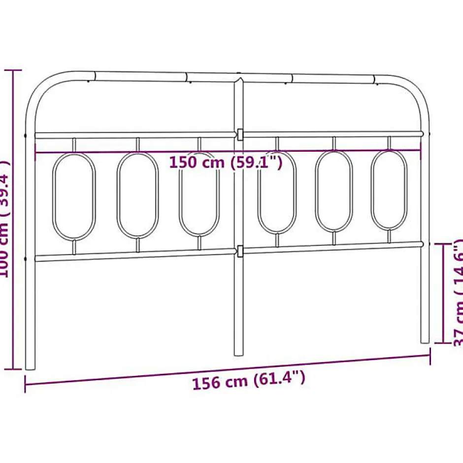 Vidaxl Tête de lit de remplacement métal noir 150 cm