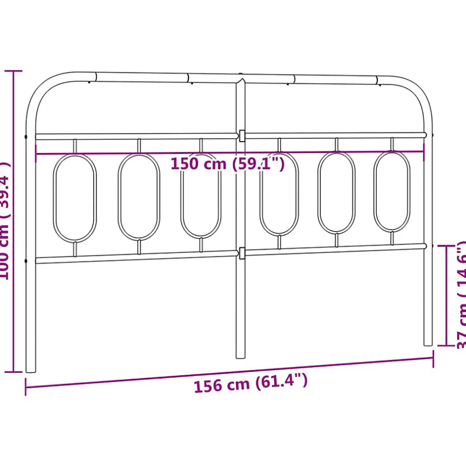 Vidaxl Tête de lit de remplacement métal noir 150 cm