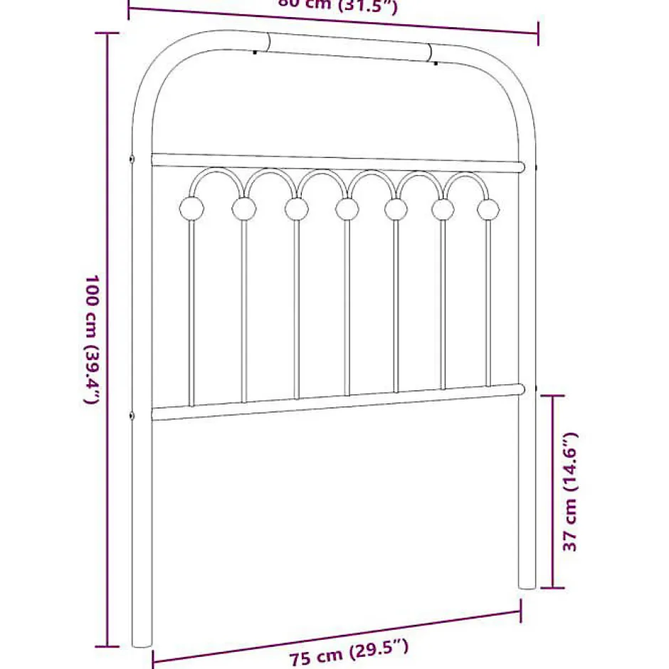 Vidaxl Tête de lit de remplacement métal blanc 75 cm