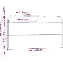 Vidaxl Tête de lit de remplacement chêne fumé 200 cm acier et bois d'ingénierie