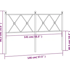 Vidaxl Tête de lit de remplacement métal blanc 140 cm Sale