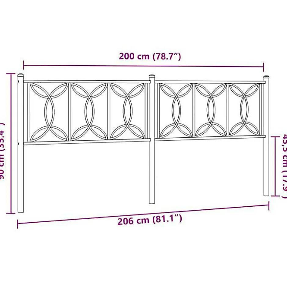 Vidaxl Tête de lit de remplacement métal blanc 200 cm