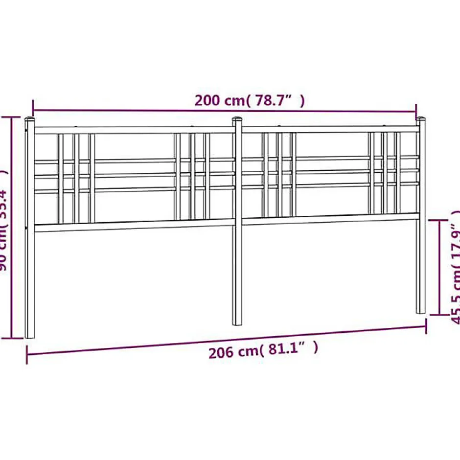 Vidaxl Tête de lit de remplacement métal noir 200 cm