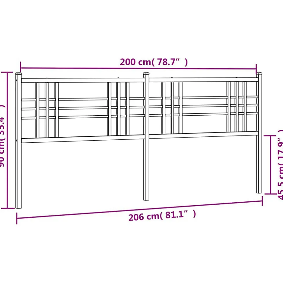 Vidaxl Tête de lit de remplacement métal noir 200 cm