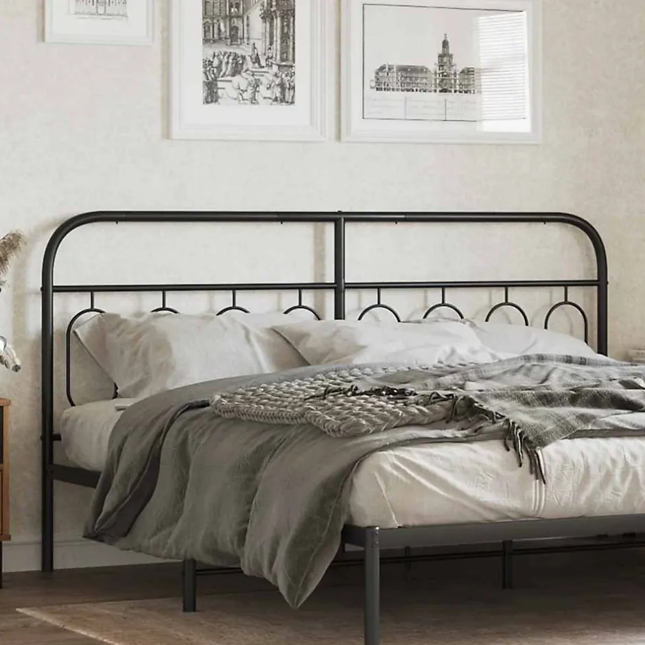 Vidaxl Tête de lit de remplacement métal noir 193 cm