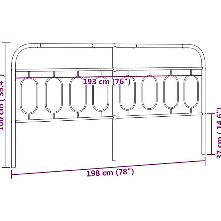 Vidaxl Tête de lit de remplacement métal noir 193 cm