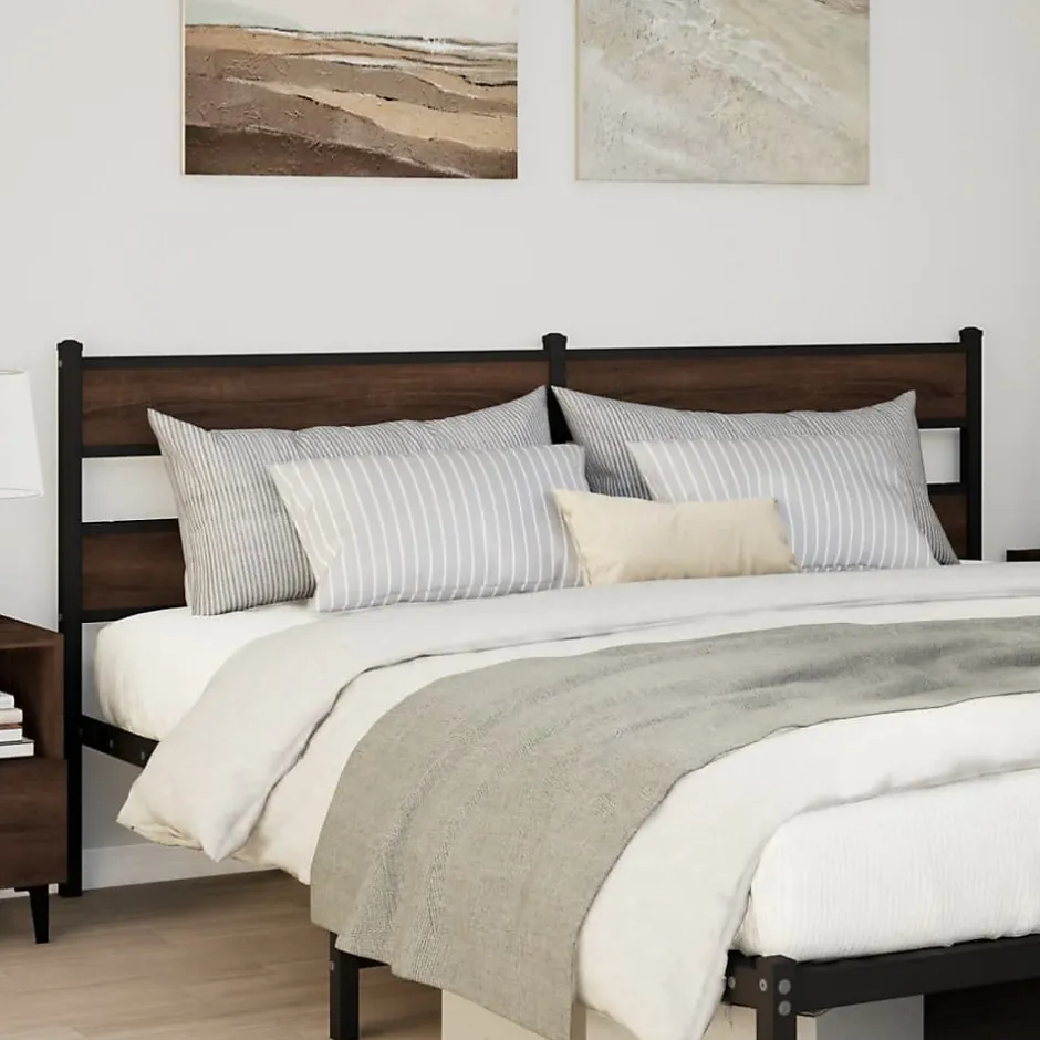 Vidaxl Tête de lit de remplacement chêne marron 200 cm acier et bois d'ingénierie