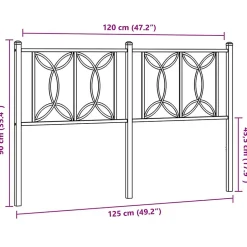 Vidaxl Tête de lit de remplacement métal noir 120 cm