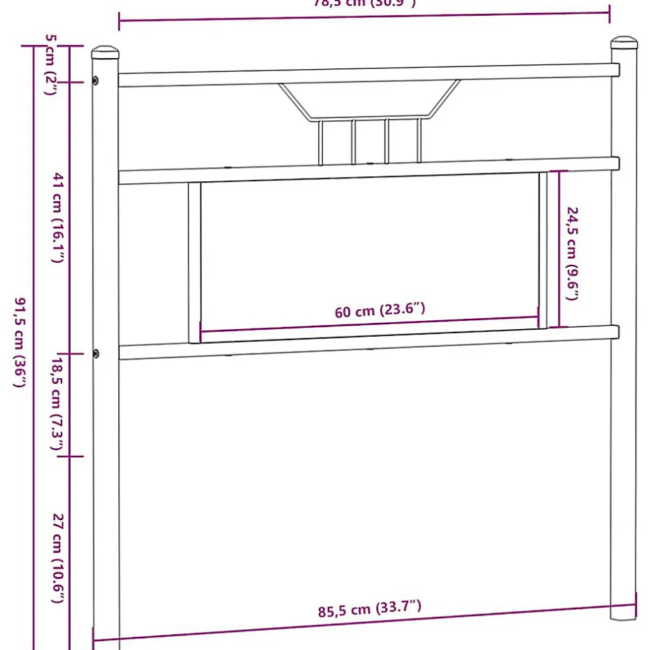 Vidaxl Tête de lit de remplacement chêne marron 80 cm bois d'ingénierie et acier