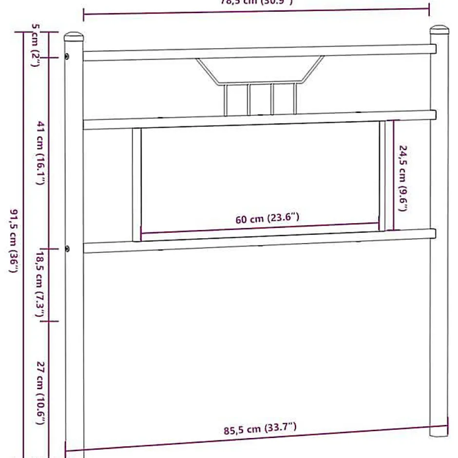 Vidaxl Tête de lit de remplacement chêne marron 80 cm bois d'ingénierie et acier