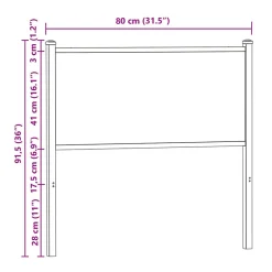 Vidaxl Tête de lit de remplacement chêne fumé 75 cm bois d'ingénierie et acier