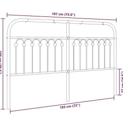 Vidaxl Tête de lit de remplacement métal noir 180 cm