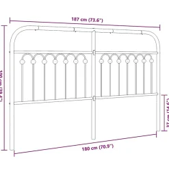 Vidaxl Tête de lit de remplacement métal noir 180 cm